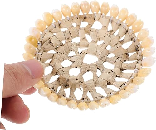 Miniatura 6 de Garneck Antideslizante 4 piezas Mesa de comedor Natural Shell Ronda Coaster Ocean Theme Coaster