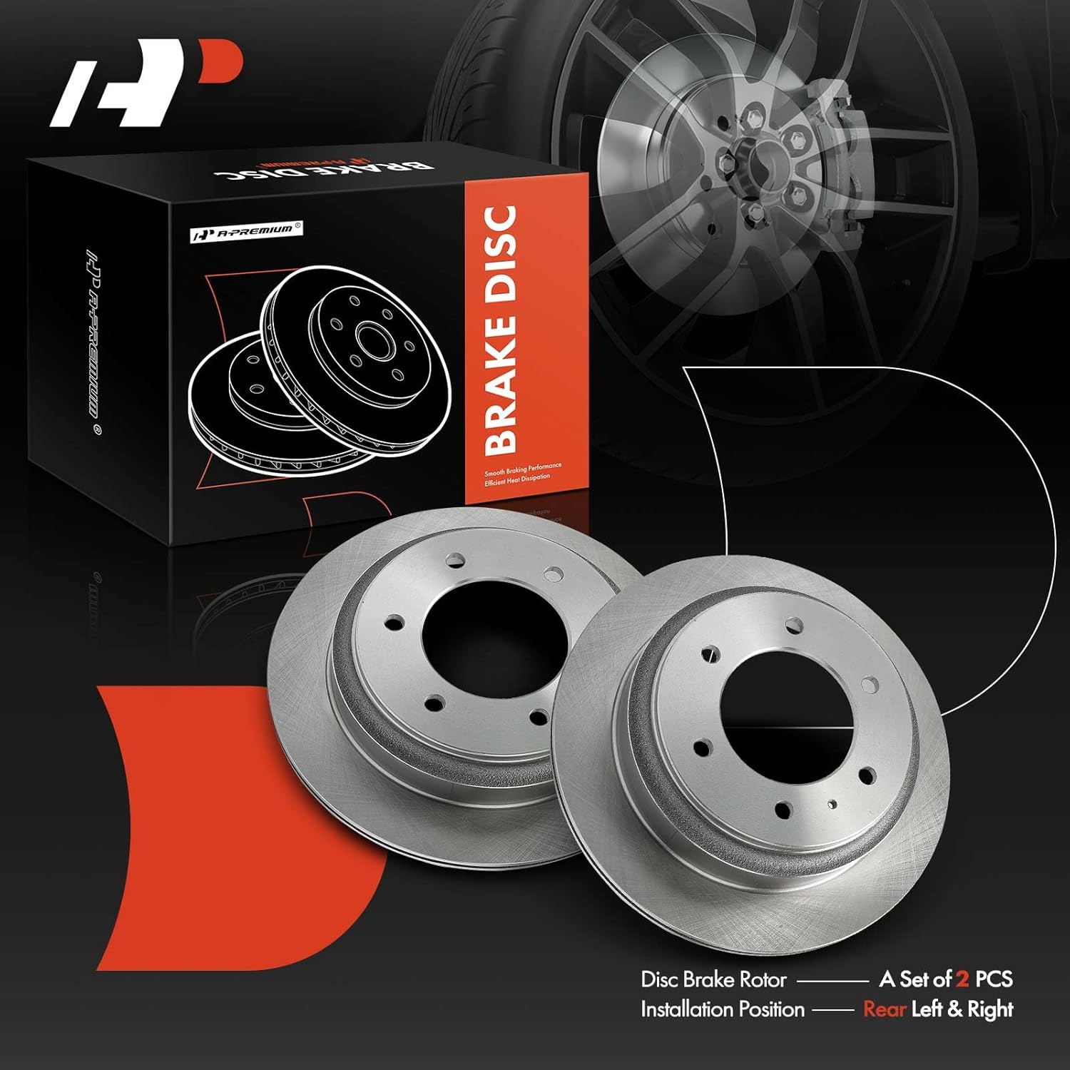 A-Premium 12.32 in (313mm) Rear Vented Disc Brake Rotors Compatible with Select Honda, Acura, Isuzu models - Passport 1994-2002, SLX, Amigo, Axiom, Rodeo, Rodeo Sport, Trooper, 2-PC Set