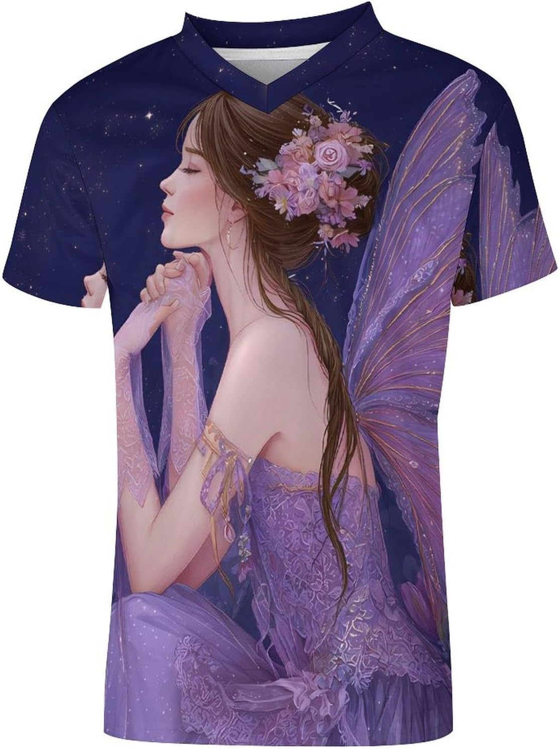 Purple Fairys Elf Lilies Personalized Soccer Jersey Mens T-Shirts Sports Tops
