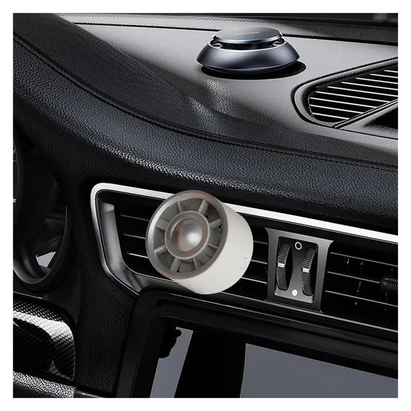 Ventilador Portátil Doble Para Coche Mini Ventilador Refrigeración Clip Salida Aire USB Pequeño Con Iluminación Ambiental 3 Velocidades Eléctrico Ajustable(Khaki)