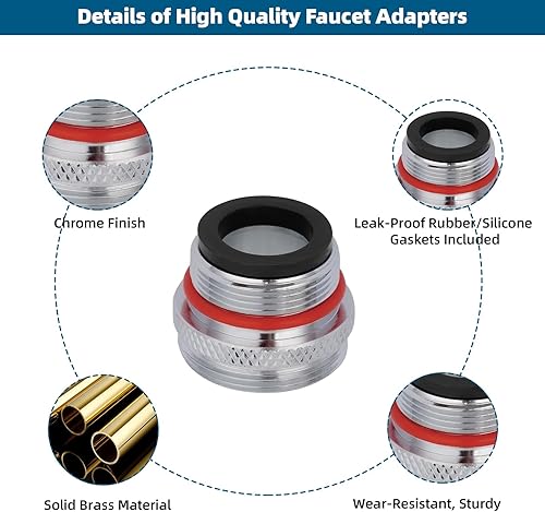 Miniatura 4 de Hibbent Kit de adaptador de grifo de 18 piezas, juego de adaptador de aireador de latón para grifo con aireador extraíble para conectar la manguera