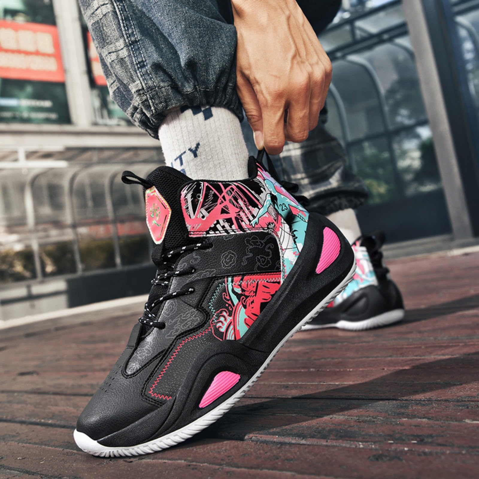 Basketballschuhe High-Top Style für Jugendliche, Herren und Damen, rutschfest Langlebig Atmungsaktive Sport Turnschuhe für Training und Alltag