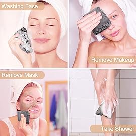 Syhood 12 Pieces Face Wash Cloth 12 x 12 in Makeup Remover Cloths Towel Coral Velvet Facial Microfiber Soft Fast Drying Facial Cleansing Towel for Face(Dark Grey)