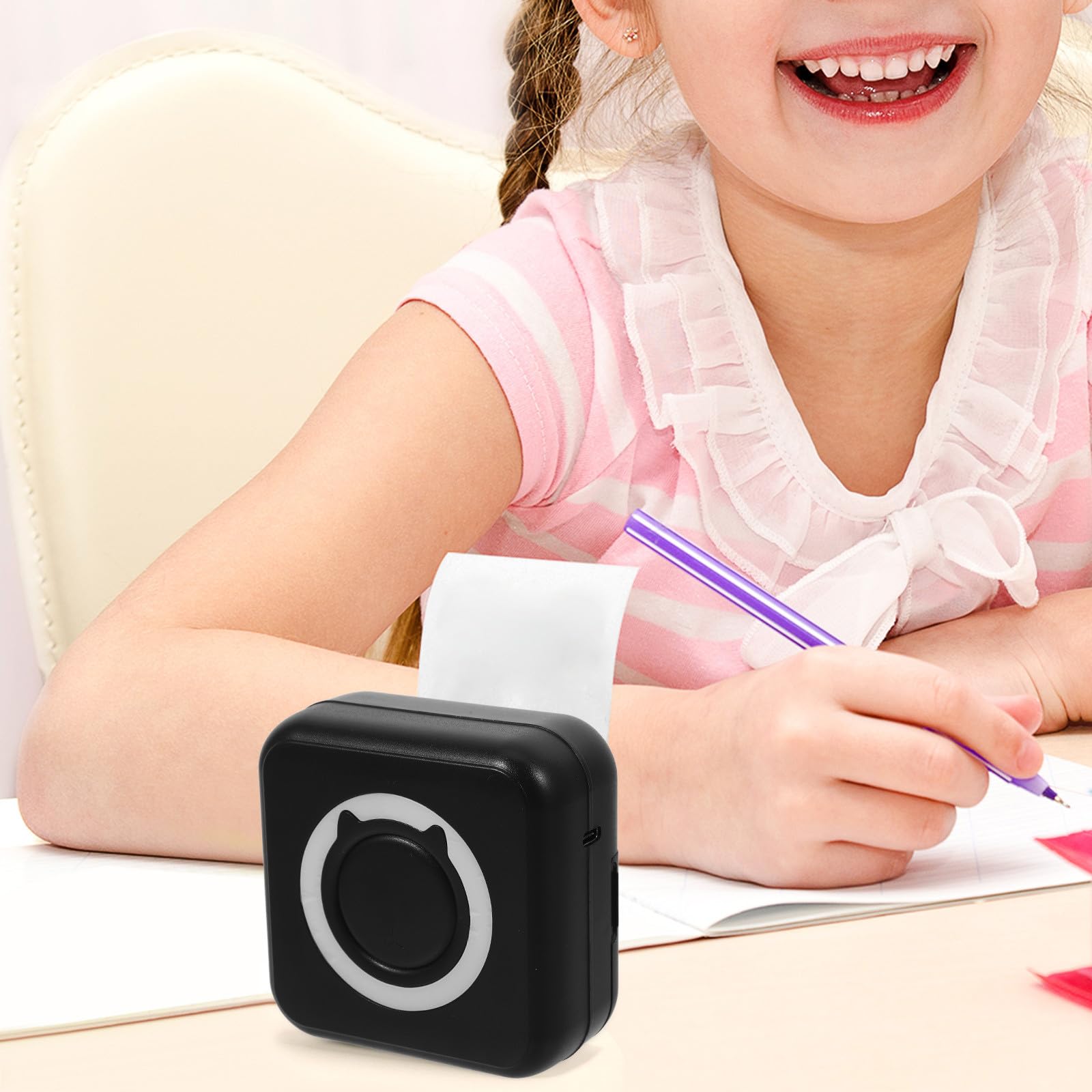 Impresora portátil Mini para móviles en plástico Negro, sin Tinta, para Crear Pegatinas pequeñas y memos, con conexión fácil para Estudiantes