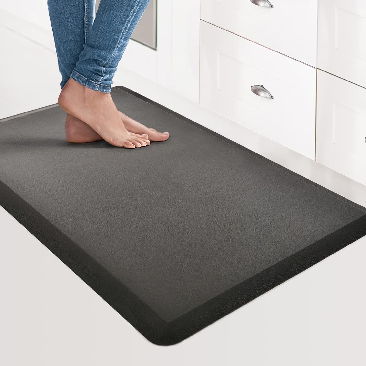 Art3d Alfombras de Cocina Alfombra antifatiga Alfombra Industrial antifatiga 101,5 x 44 cm Negro
