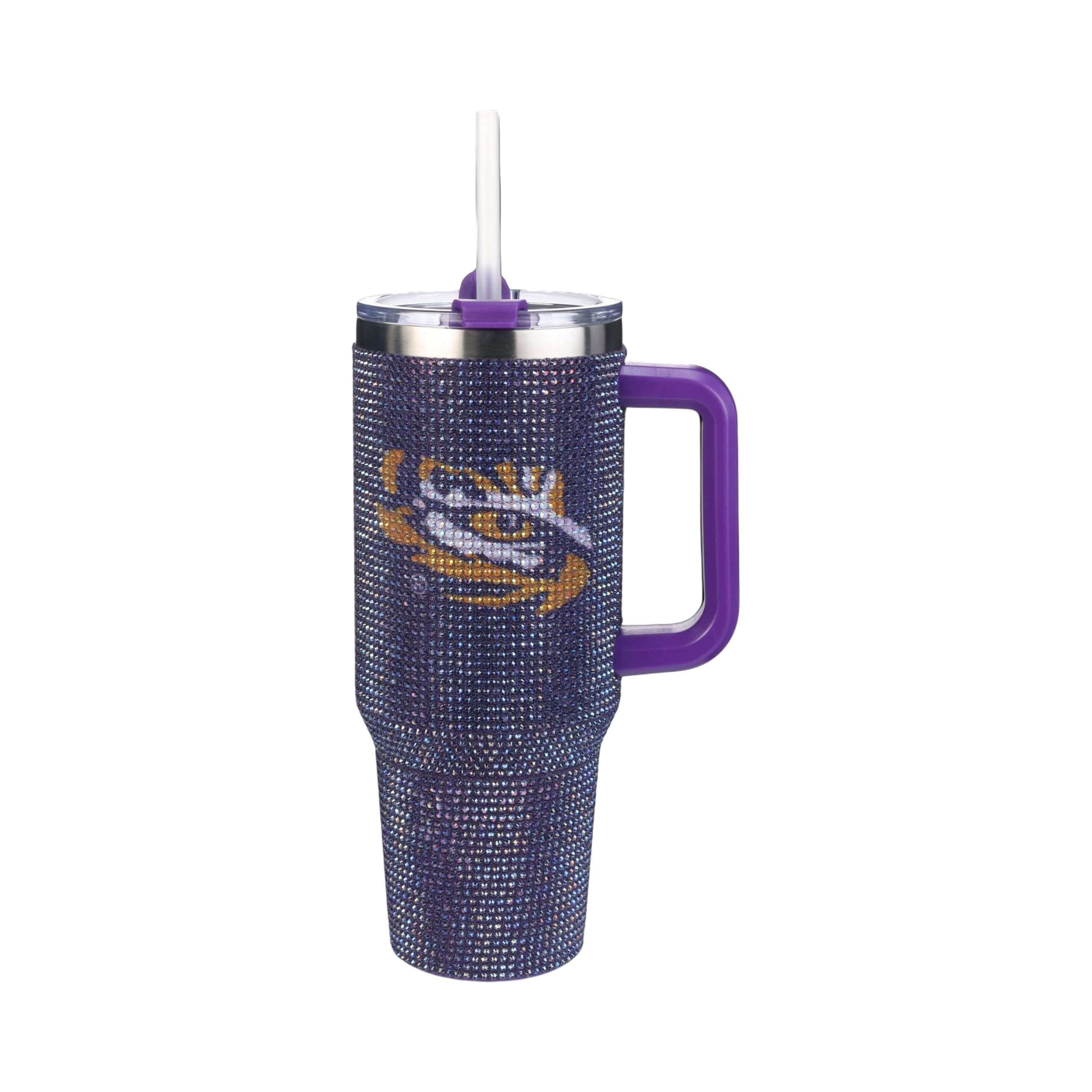 The Memory Company Officially Licensed 40oz TC Bling Game Day Tumbler with Vintage Logo, Louisiana State University