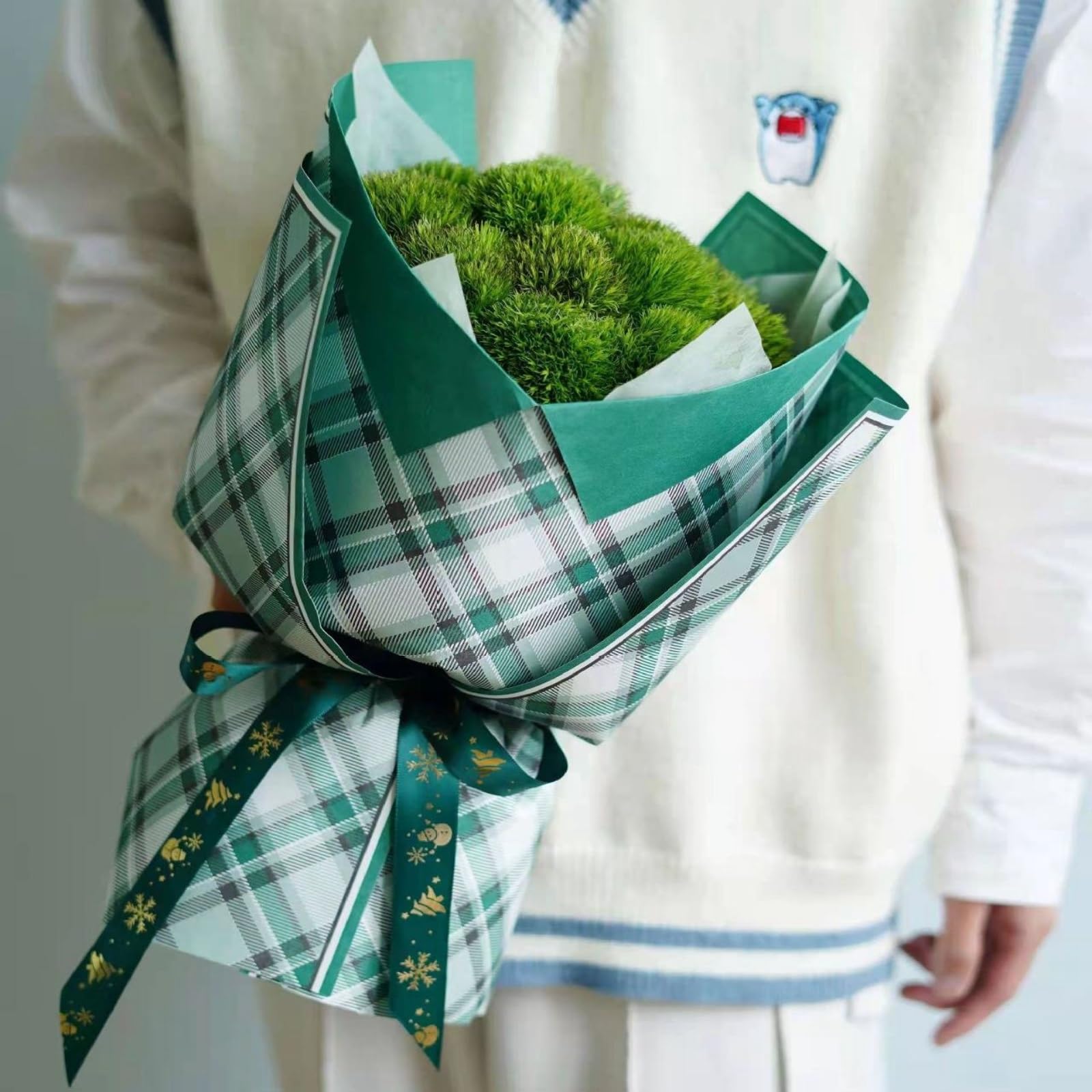 Geschenkpapier 20-teiliges Geschenkpapier mit gestreiftem, quadratischem Retro-Geschenkpapier, Bonbon-Blumen-Geschenkpapier Geschenkpapier für Weihnachtsblumenstrauß ( Color : F , Size : 60x60cm )
