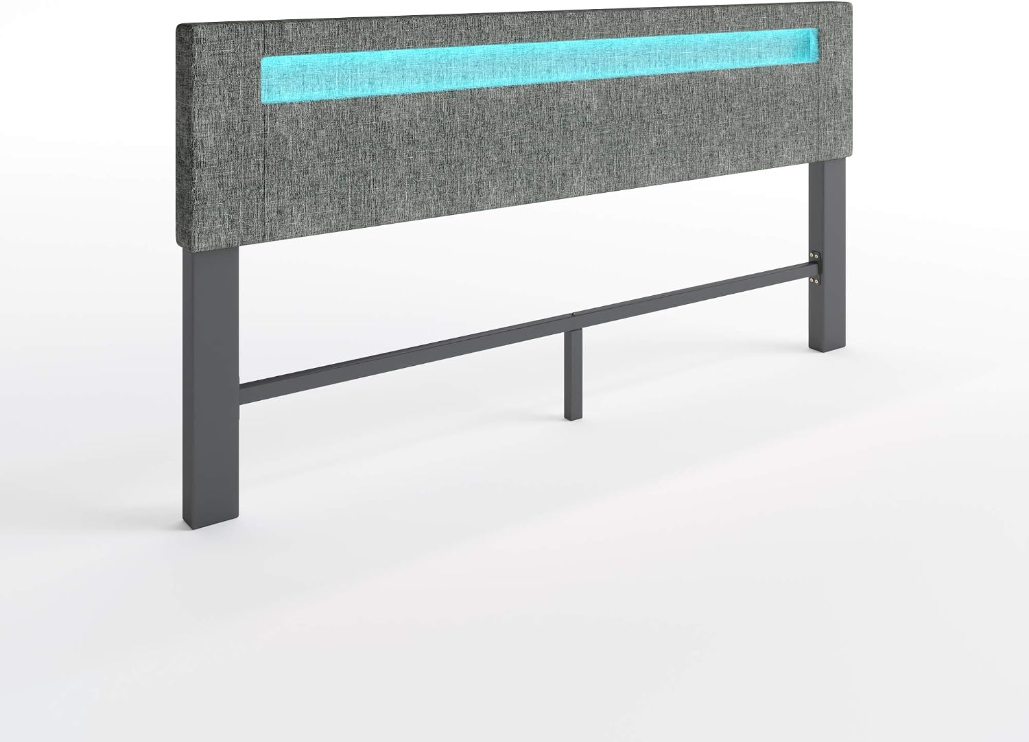 ZTOZZ Fondi Adjustable LED headboard Full Size - Linen upholstered headboard with Remote Control 16 Colors LED Lights - Dark Gray Linen
