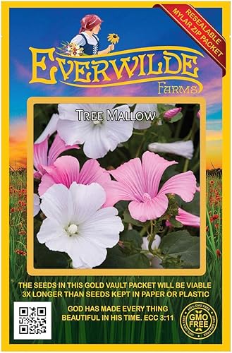 Everwilde Farms - 500 semillas de flores silvestres de malva rosa - Paquete de semillas jumbo Gold Vault