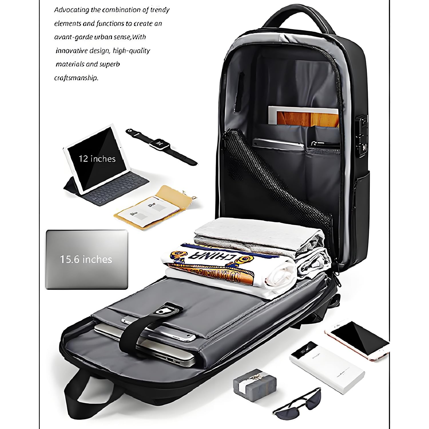 XINYASEE Borsa per computer di grande capacità zaino a guscio duro in EVA antifurto borsa per computer per studenti zaino espandibile per il tempo libero zaino da viaggio per affari