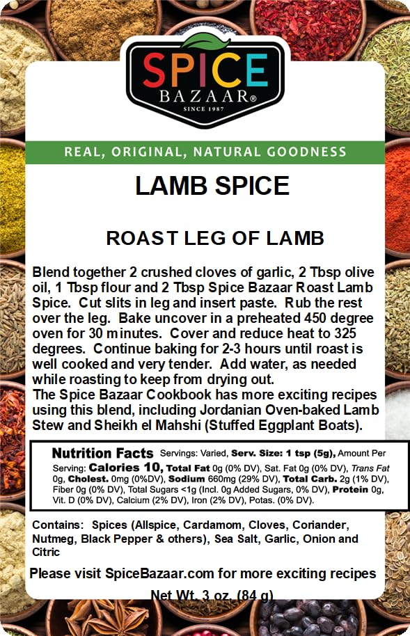 Spice Bazaar Lamb Spice Seasoning & Rub, All Natural, Gluten Free, Make Roast Leg of Lamb, Kabobs,...
