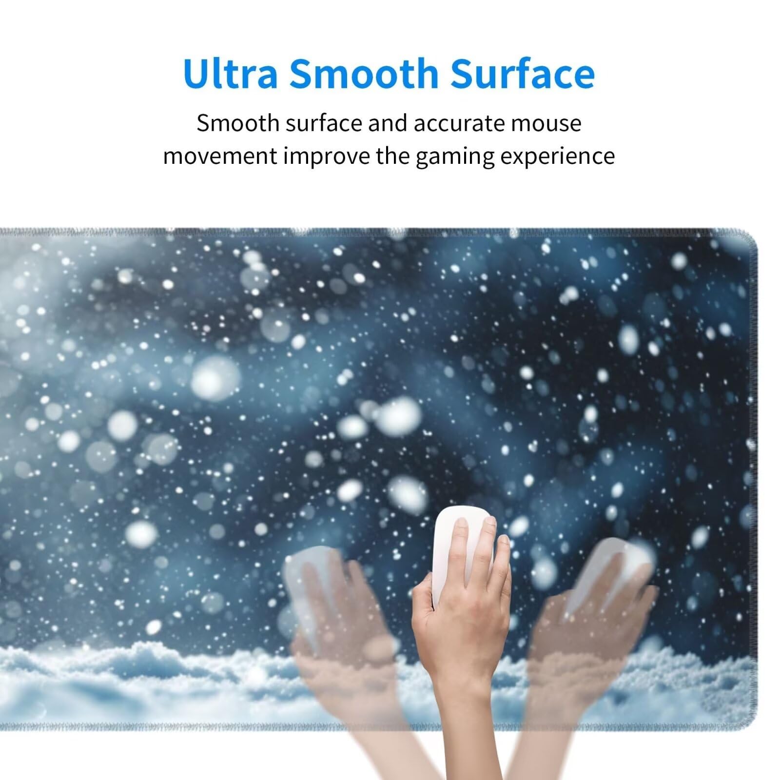 Tappetino Mouse, Tappetino Mouse Gaming Grande XXL 1500x800x3mm Tappetino Scrivania Mouse Pad, Base in Gomma Antiscivolo, Bordi Cuciti,Lavabile, Mousepad per Ufficio e Gaming (fiocchi di neve) R-701