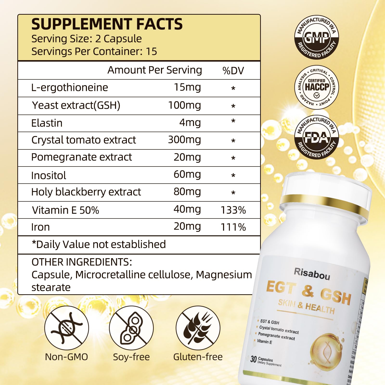 L-Ergothioneine, Crystal White Tomato, Iron Skin Care Supplement for Women — Amazon image 2