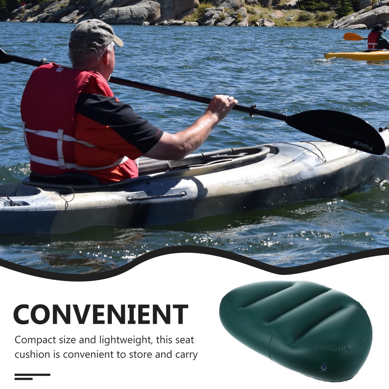 POPETPOP Coussin Gonflable De Siège 16.93X12.60X3.94 Pouces avec Dossier Confortable pour Kayak Canoë Bateau Camping Pêche Léger Et Portable