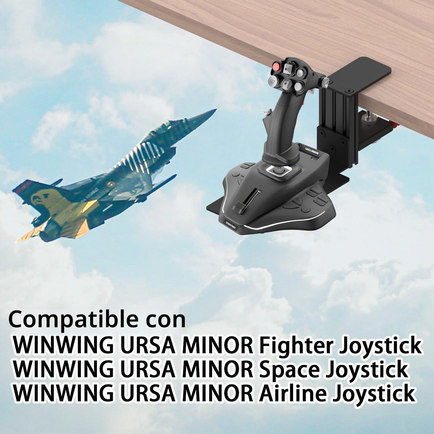 BUJ Soporte de escritorio de metal compatible con Thrustmaster SimTask Farmstick, T-Flight, Hota T-Flight Hotas 4 y X, T16000M FCS, TCA Sidestick, Sol-R1 y Sol-R2