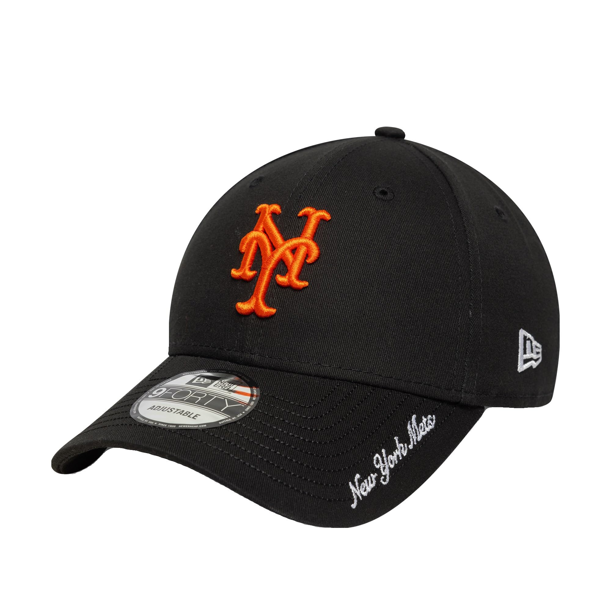 New Era Adult's 9Forty Visor Script MLB New York Mets Baseball Cap Hat Black