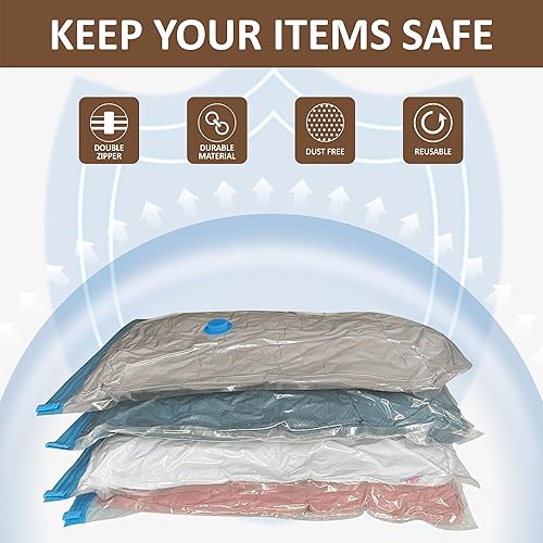 Miniatura 4 de MattEasy 6 bolsas grandes de almacenamiento al vacío con bomba eléctrica, bolsas de ahorro de espacio con bomba, bolsas selladas al vacío para ropa,