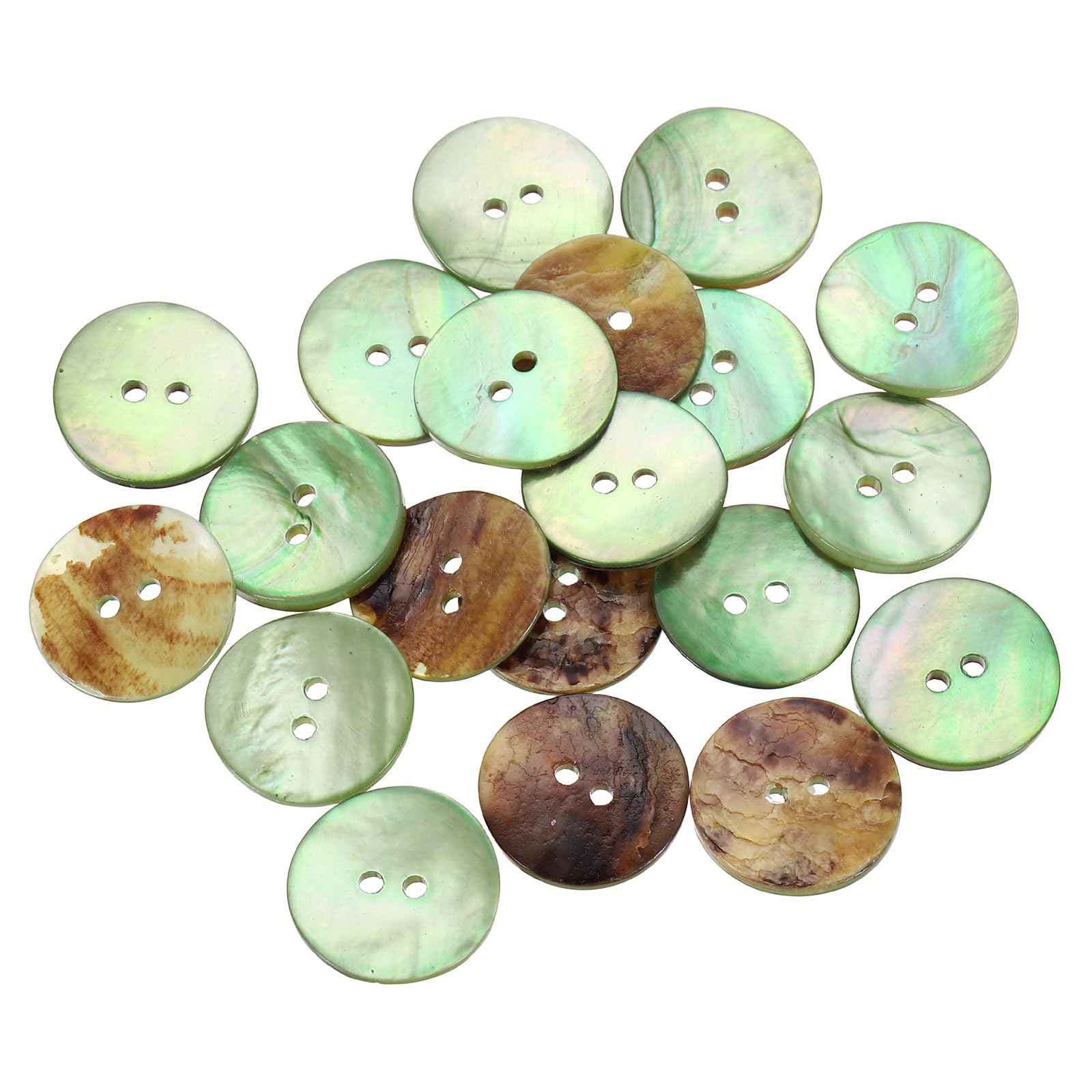 sourcing map 20Pcs Natural Shell Buttons, 18mm 2 Hole Mother of Pearl Blazer Buttons Sewing Craft Shell Discs for Shirt Sewing DIY Crafts Decoration, Green