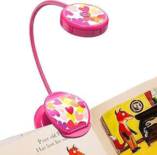 Vekkia Cute Rechargeable Book Light, Eye-Care Clip on Reading Lights for Reading in Bed, 3 Colors & 3 Brightness, 1.8oz Light Weight, Up to 40 Hours Reading, Great Gifts for Kids & Readers (Rose Red)