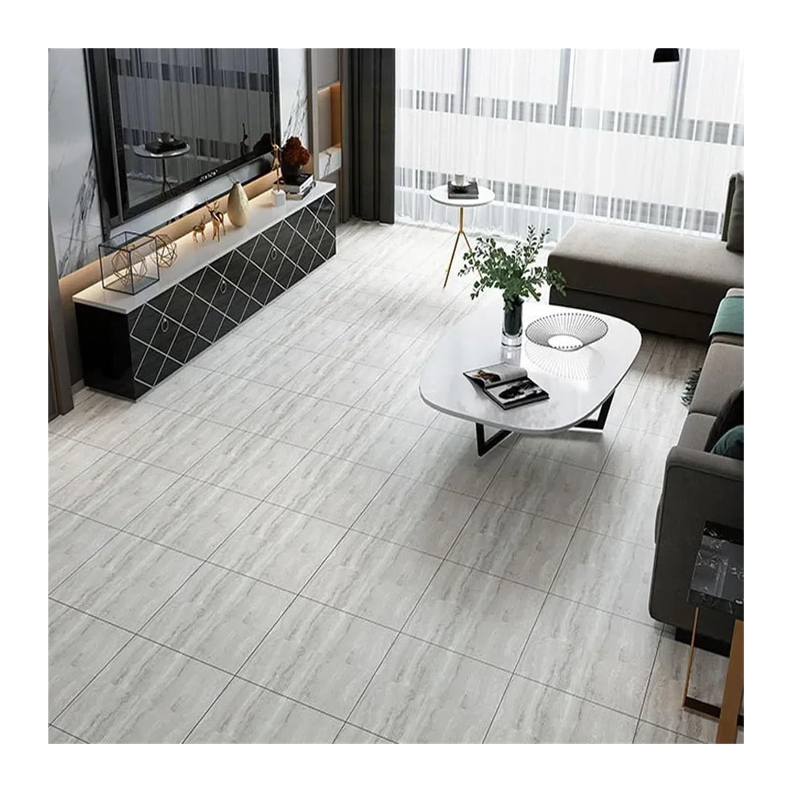Bangha Marble Gray Vinyl Flooring Self Adhesive Floor Planks 12Pcs Imitation Marble Wall Stickers Self-Adhesive Floor Waterproof Bathroom Living Room Decoration Decals 30 * 30Cm(Marble Gray)