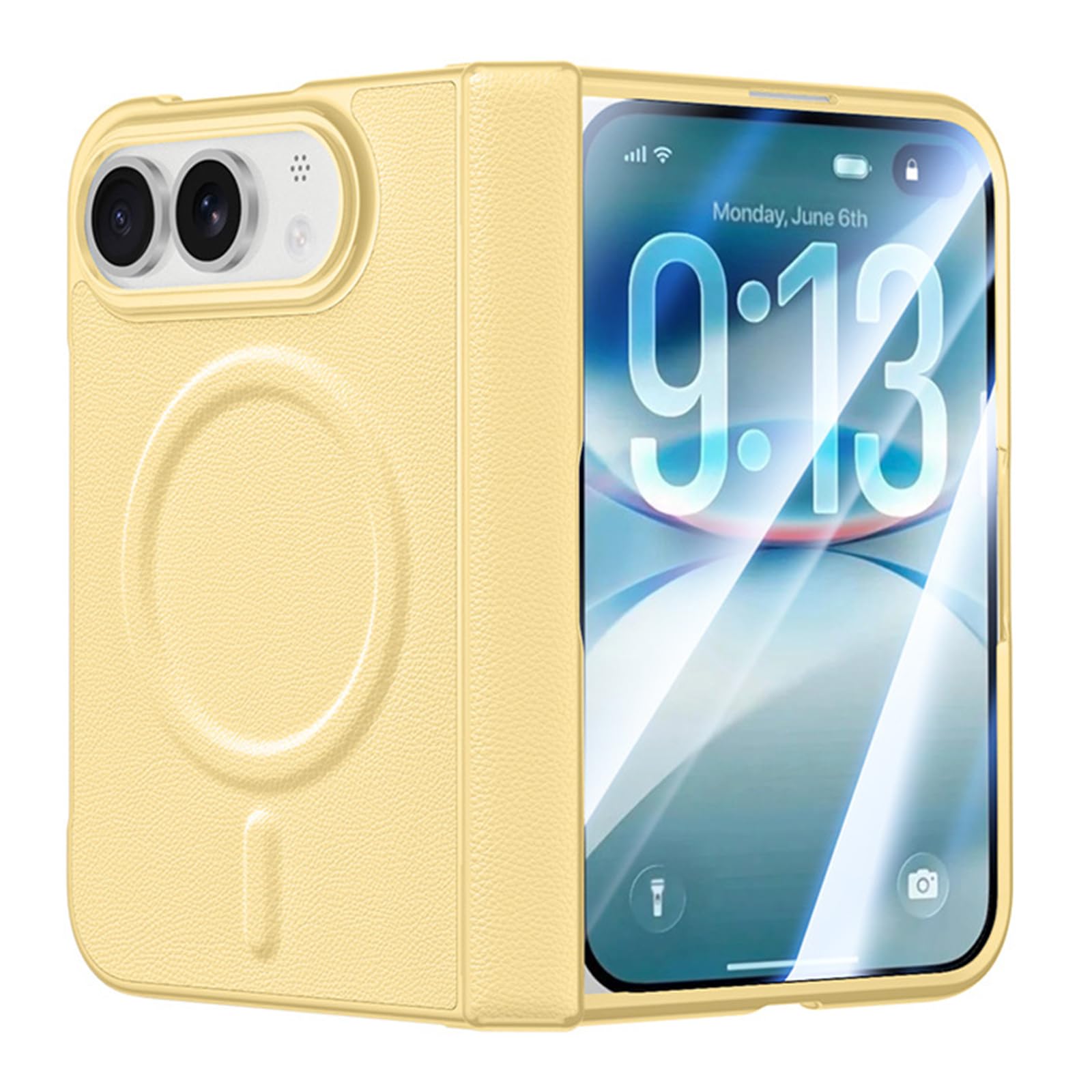 Étui Magnétique Pour IPhone Duo, Verre Trempé Cuir, Anti-Traces Sans Fil