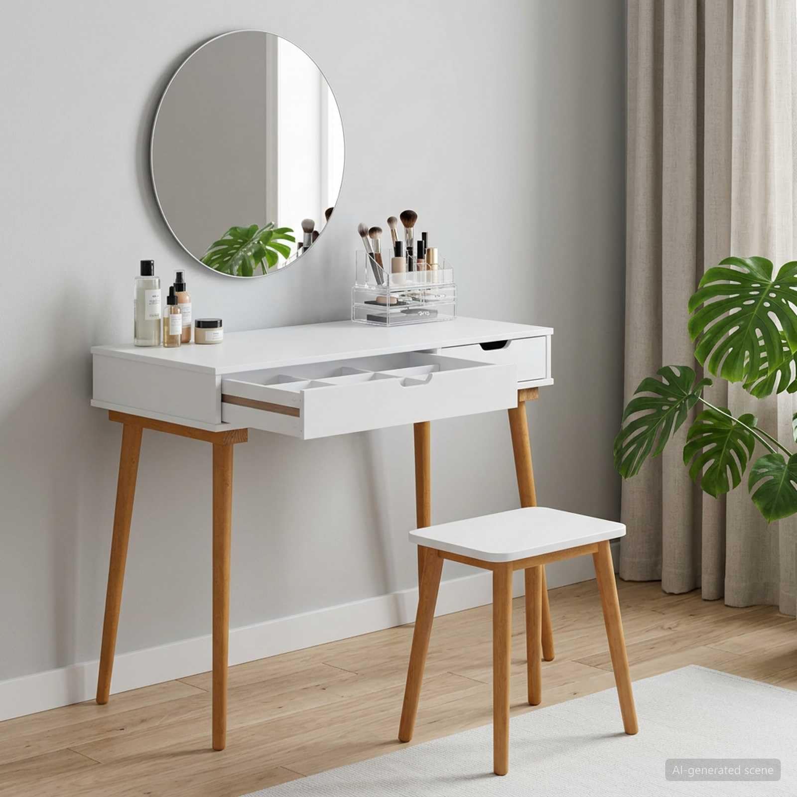 Coiffeuse FAUSKE - Blanc - 100 x 50 x 78 cm