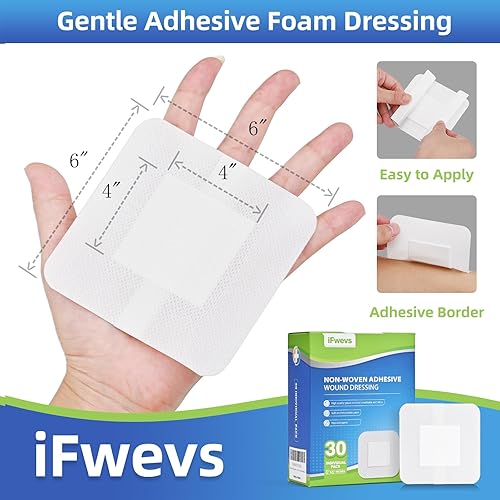 Miniatura 2 de 30 unidades de apósito de gasa con bordes, almohadillas de gasa estériles envueltas individualmente de 6 x 6 pulgadas, altamente absorbentes,