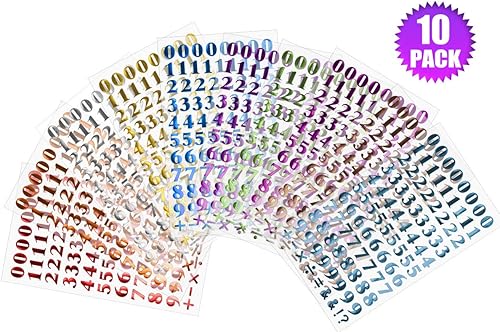 Vista 2 de 10 hojas de letras de números de material PU, autoadhesivas, para planificar la vida diaria, diarios de viñetas, álbumes de recortes, calendarios