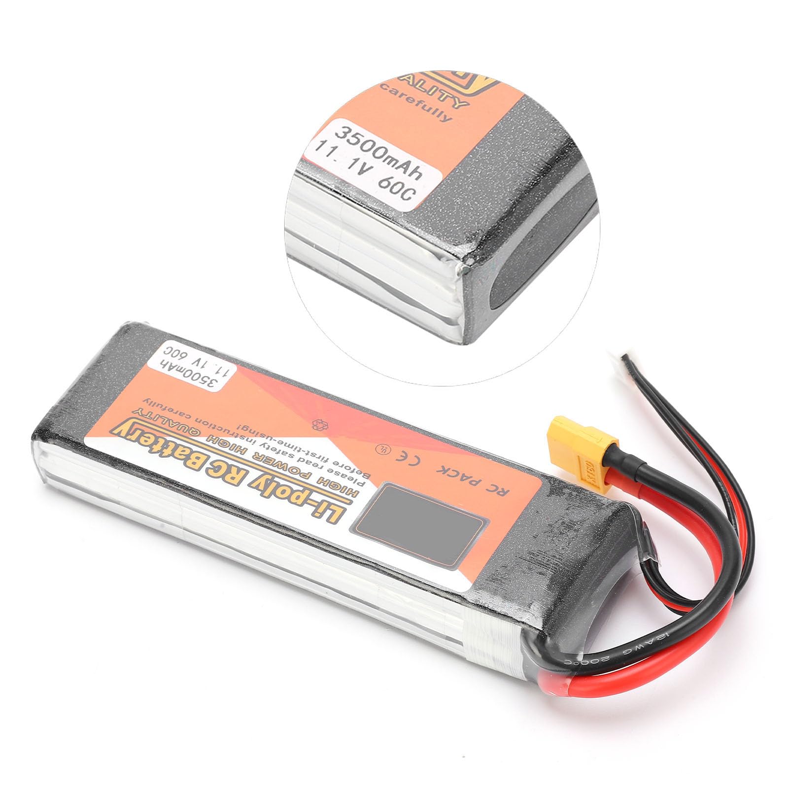 Batteria Lipo 11,1 V 3500 mAh 3S 60C Spina XT60 Batteria RC ricaricabile ad alte prestazioni per auto RC Droni Aerei Barche Batteria ai polimeri di litio leggera e durevole