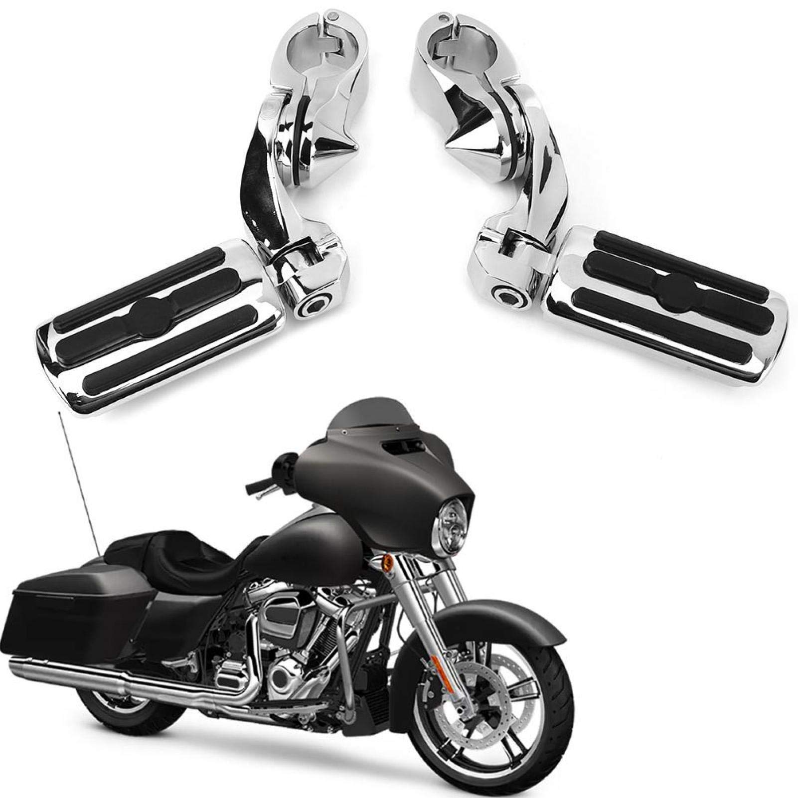 Qiilu Pedane Lunghe Regolabili Per Moto, Staffa Con Impugnatura, Adatte Per FLHTCU Ultra Classic E Modelli Touring – Nero E Argento