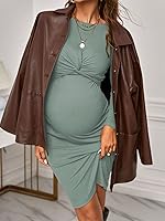Vista 5 de Verdusa Vestido ajustado de maternidad con cuello redondo y manga larga para mujer