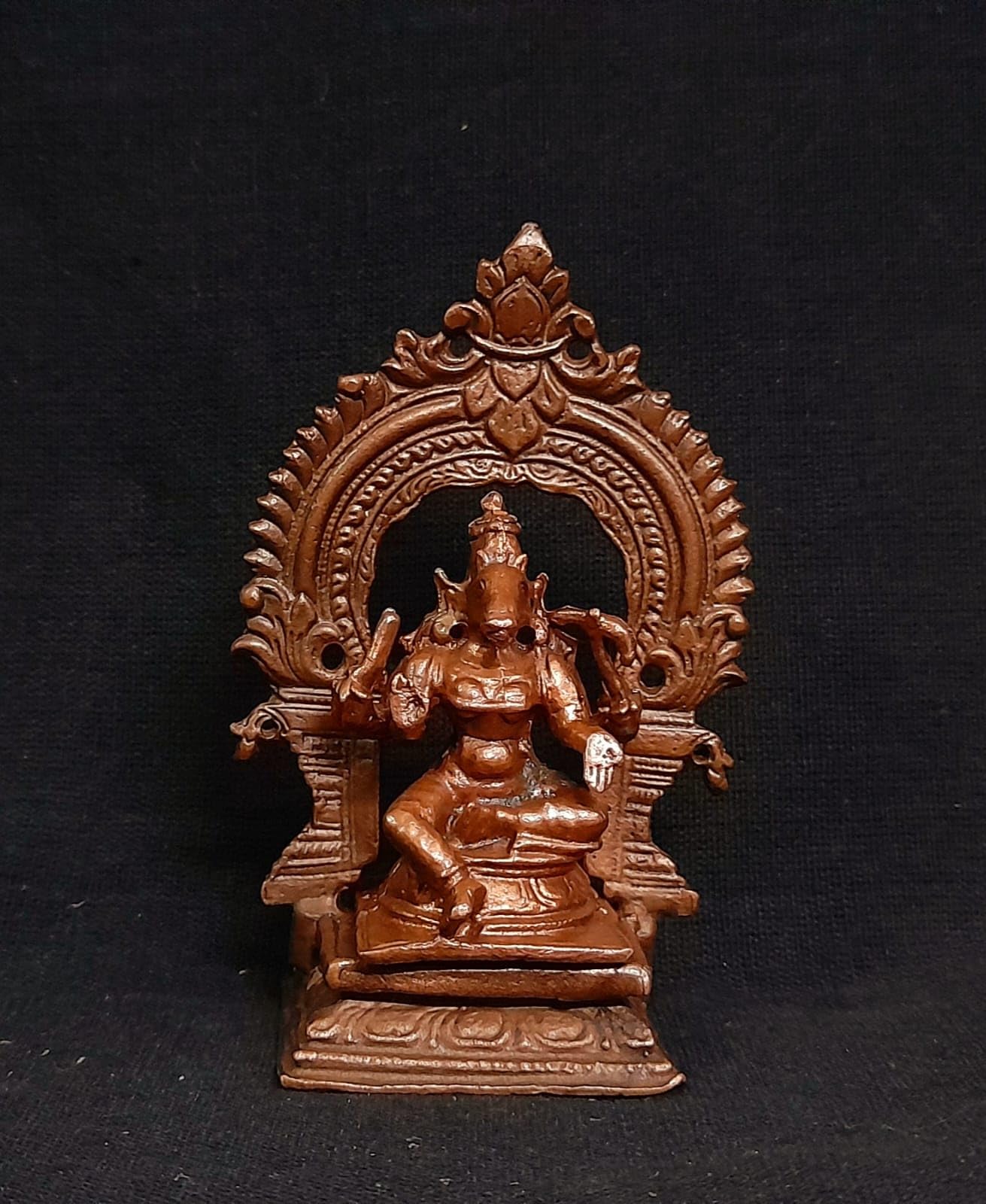 Searchers Paradise Copper Idols India,Handmade Goddess Varahi Idol with Prabhavalli 3 inches, 135 Grams, Pack of 2 Piece