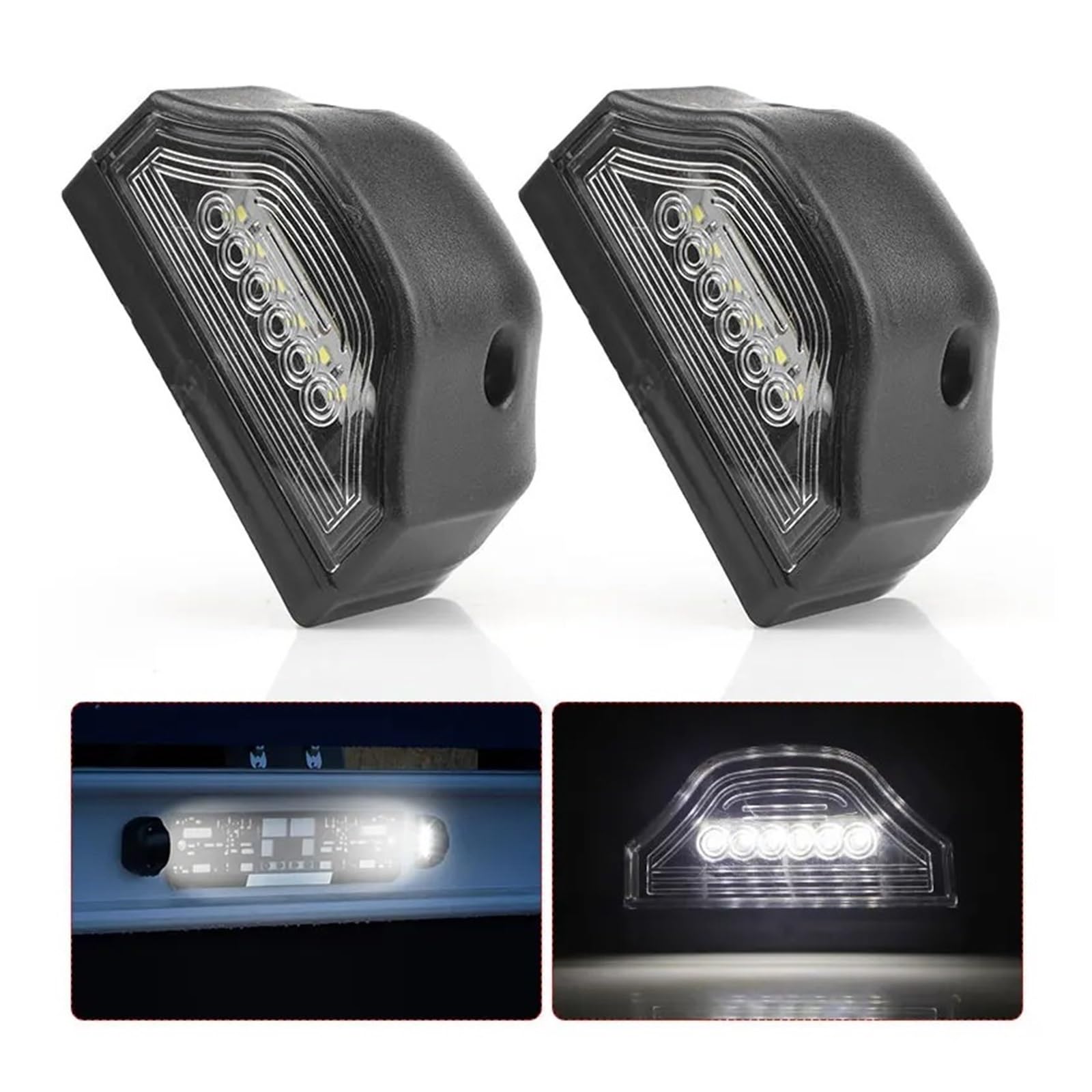 Luce Targa Universale a 6 LED, Luce Posteriore Bianca, indicatore di direzione Laterale per Auto, Moto, Camion, rimorchio, Furgone.