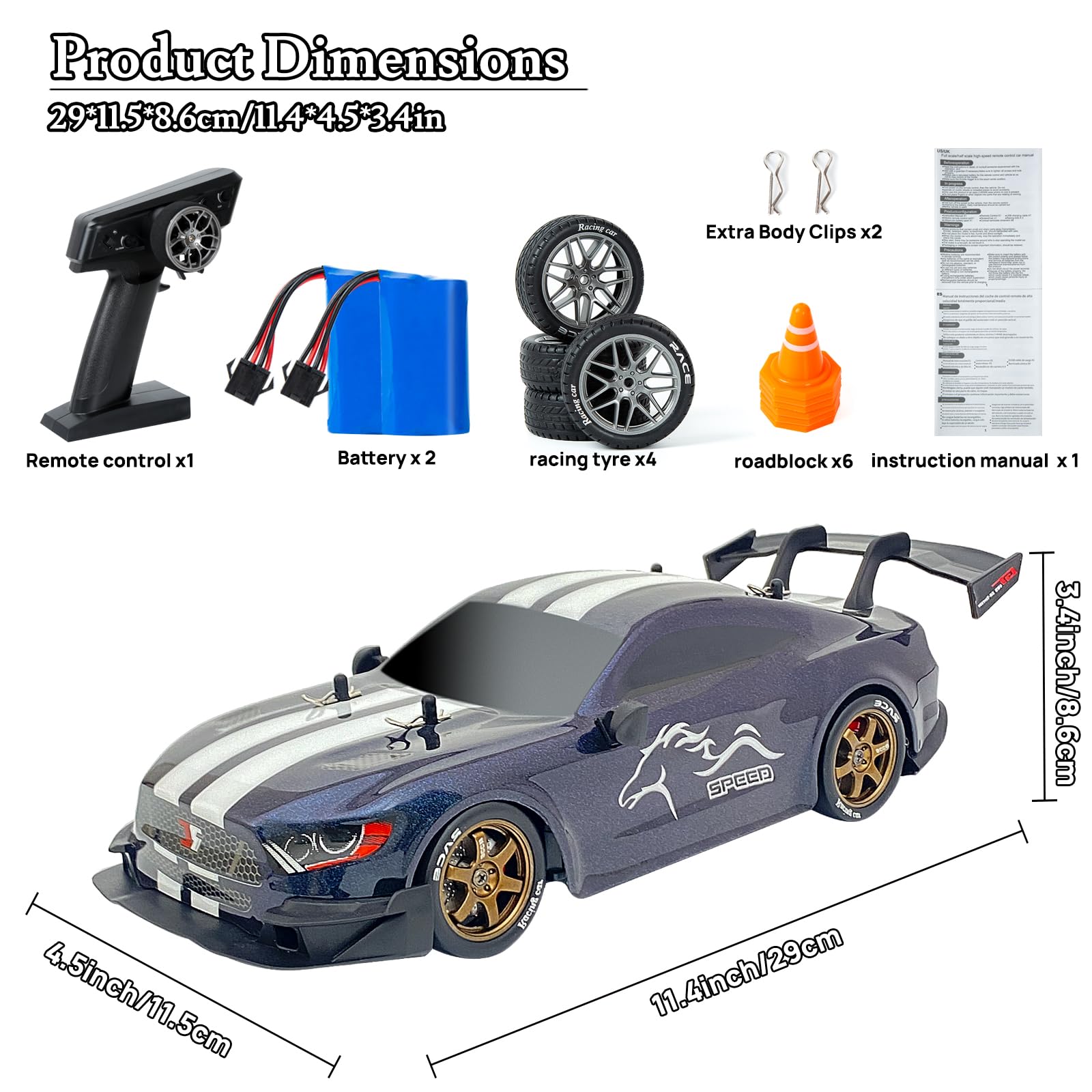 iBlivers Ferngesteuertes Auto, 1:14 Ferngesteuerte Drift Autos mit Proportionale Drosselklappe und Lenkung 4WD GT RC Car Drifting Spielzeug für Erwachsene Jungen Kinder