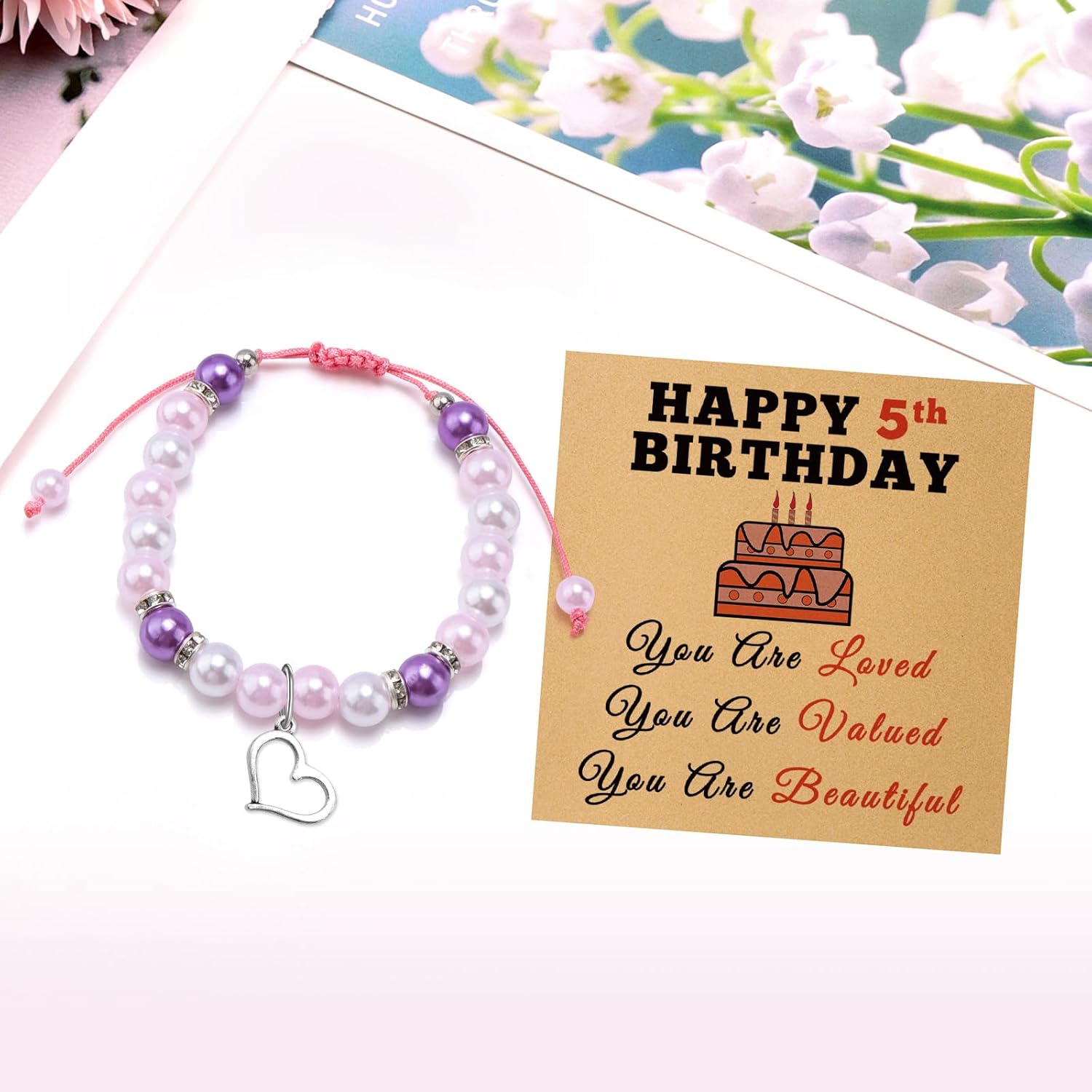 Birthday Gifts for Her Beaded Bracelet Happy Birthday Present for Daughter Granddaughter Sister Niece Her Christmas Easter Age Gifts Jewelry Bracelet with Massage Card - Image 3