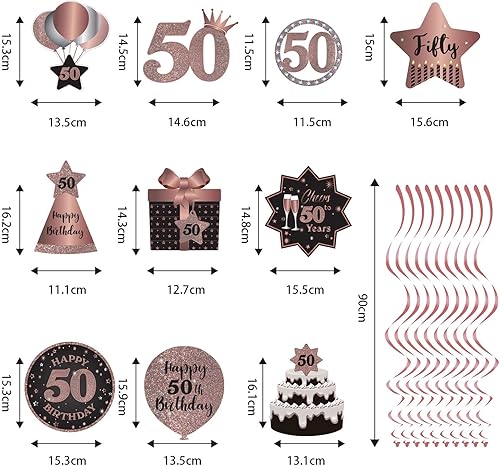 Miniatura 2 de Decoración de techo de remolinos colgantes para fiesta de cumpleaños número 50, celebración, 50 espirales colgantes de papel de aluminio con