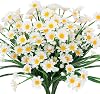 8 Pcs Artificial Daisy Flowers Outdoor Fake Flowers for Decoration Faux Plastic Foliage Greenery Shrubs Flower Garden Porch Window Box Hanging Plants Indoor Decor White-8 Pcs