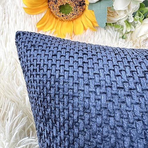 Miniatura 3 de Booque Valley Fundas de almohada decorativas, fundas de cojín de felpilla gruesa de textura moderna para cama y sofá, hechas a mano, fundas de