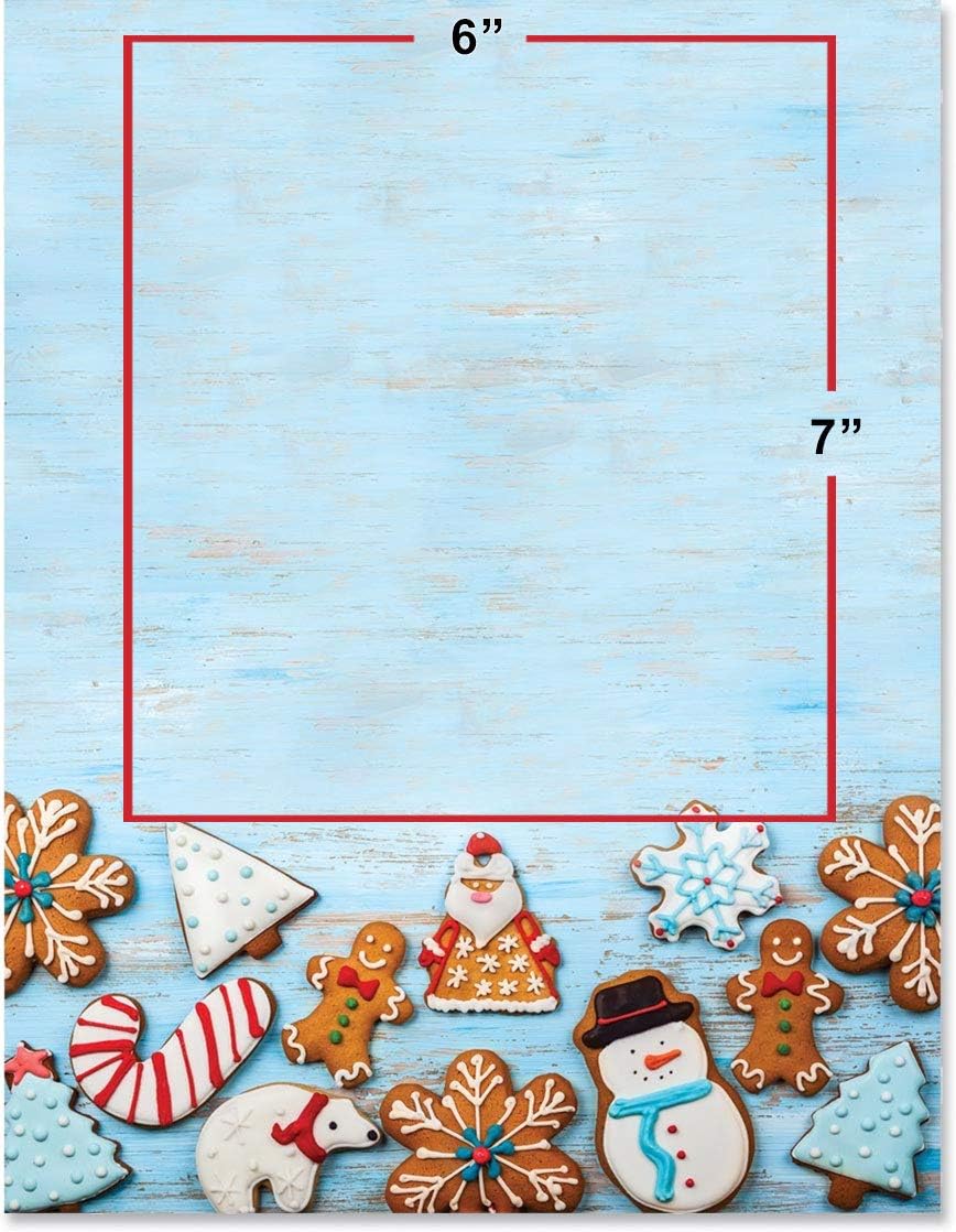 PaperDirect Rustic Christmas Cookie Delight Winter Holiday Theme Stationery, Border Paper, Letterhead 8.5 x 11, 100 sheets, Elegant Premium Writing Paper, Decorative Printer Paper