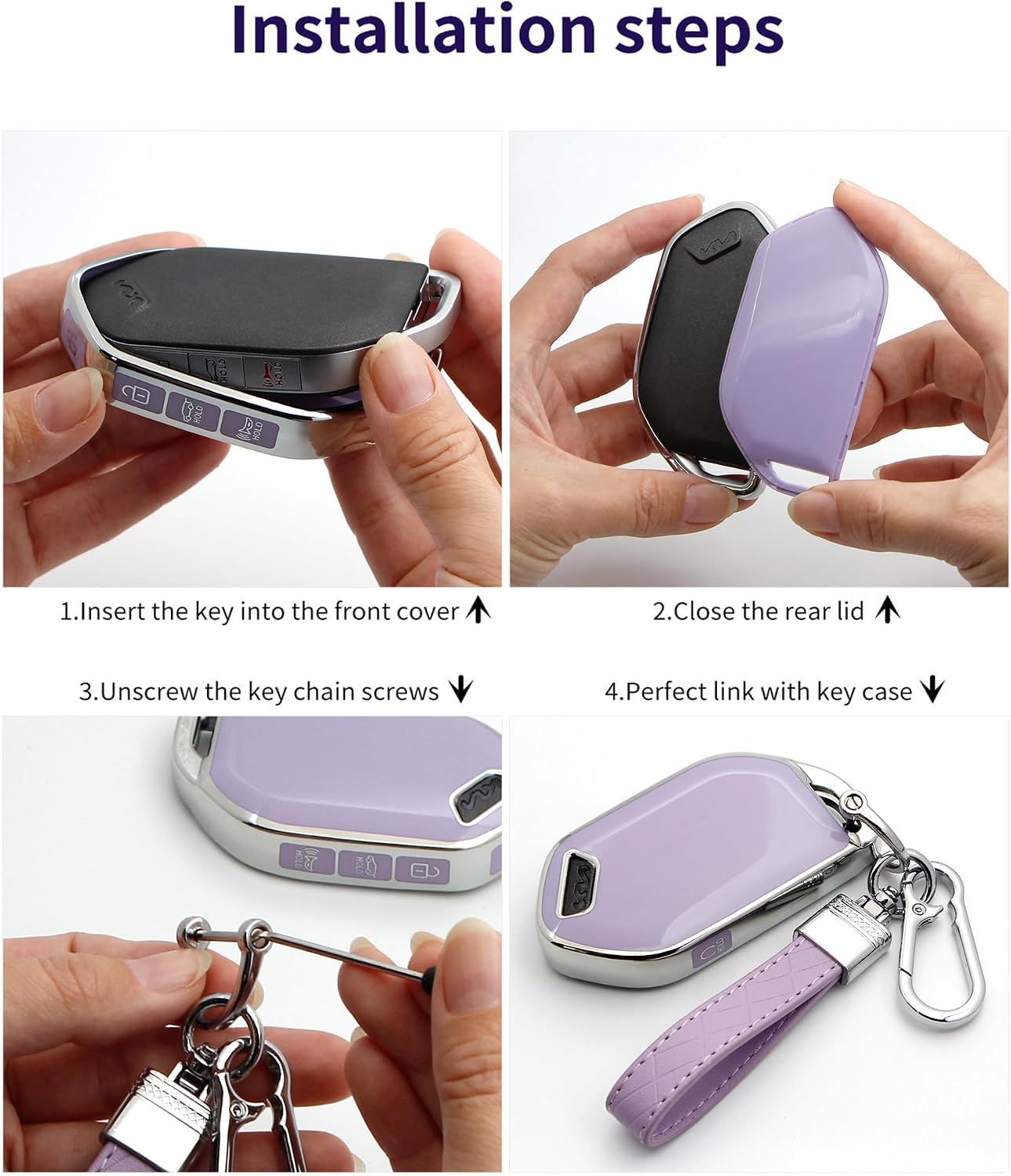 Advanced soft TPU Key Cover is compatible with KIA 2023-2026 Telluride Carnival Sorento K4 K5 GT-Line and 2024-2026 EV9 Key (Purple Set)