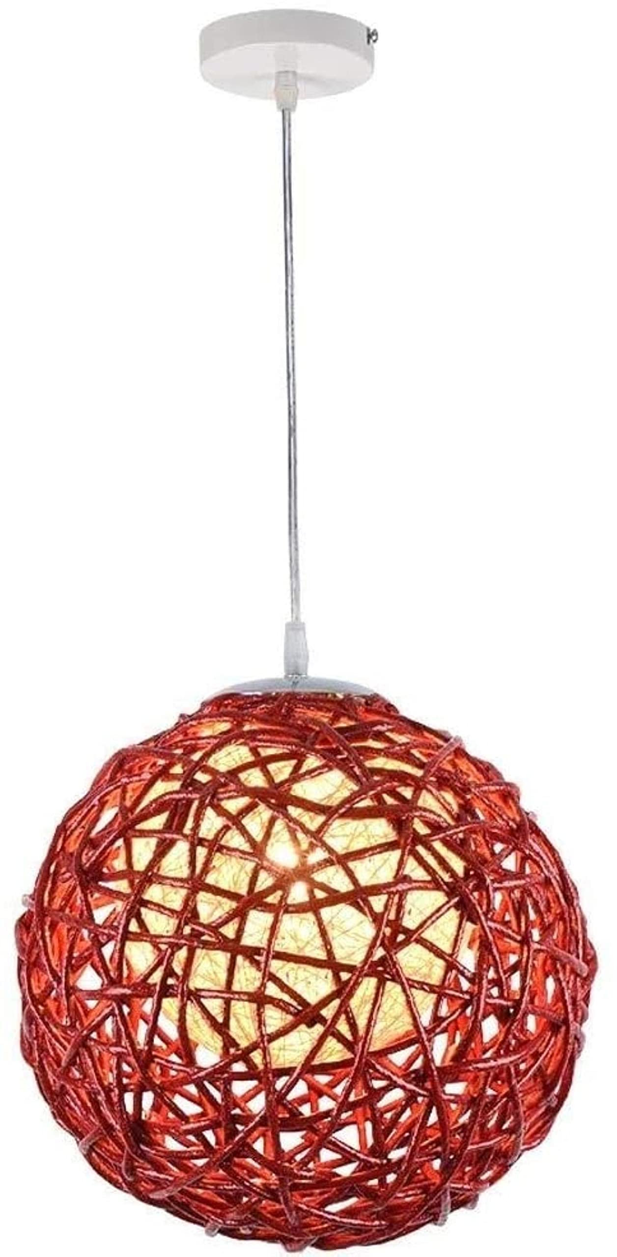 LED Modern Chandelier Lamp, Handmade Red Hydrangea Pendant Lamp Rattan Art Woven Modern Study Bedroom Lighting Creative Restaurant Bar Cafe Ceiling Decoration Pendant Light Fixtures,Modern LED Chande