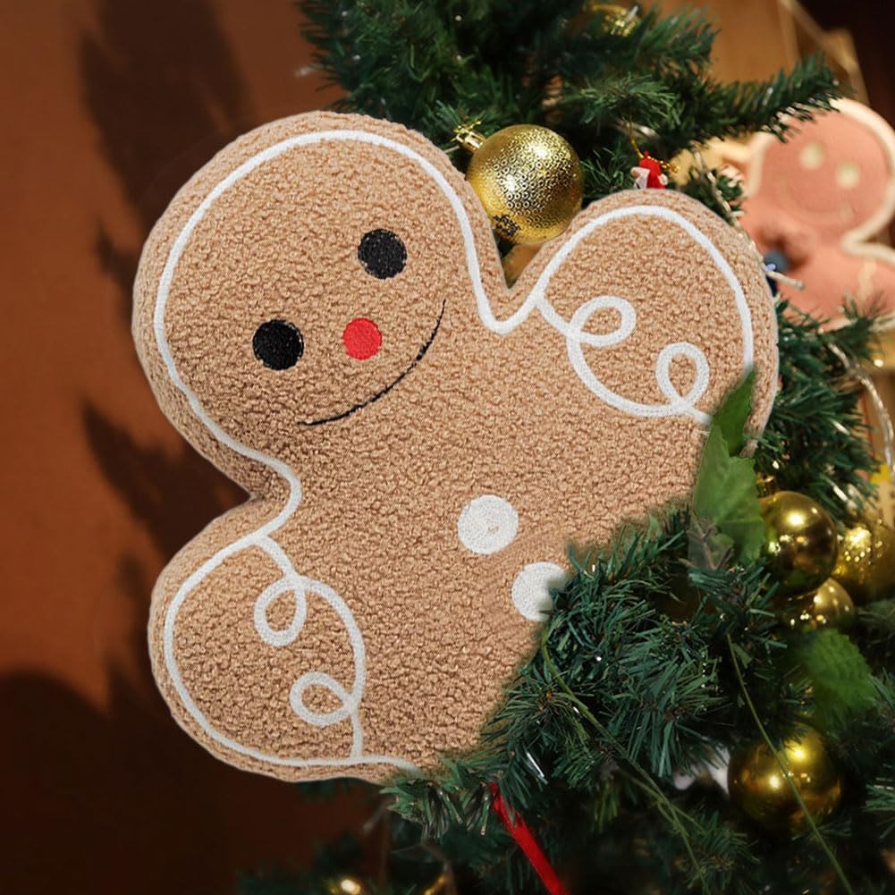 1/2/3 PCS Merry Christmas Throw Pillow, Stuffed Gingerbread Shaped Decorative Pillow for Couch Bed Home Decor (3pcs)