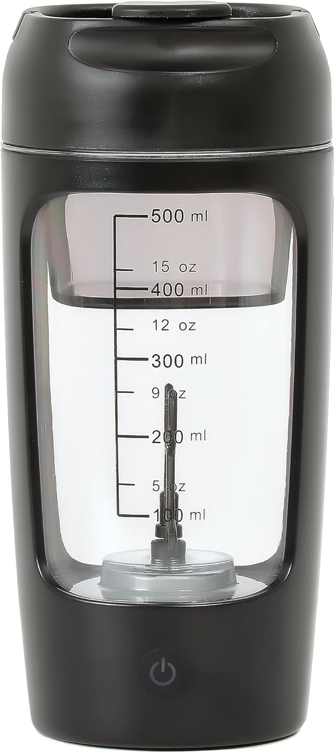 SHOOV Electric Protein Shaker Bottle | Built-in Protein Powder Storage - 22 oz, USB-Rechargeable, for Sports and Workouts, Automatic Mixer Bottle for Protein Shakes, Easy to Use, Easy to Clean (Black)
