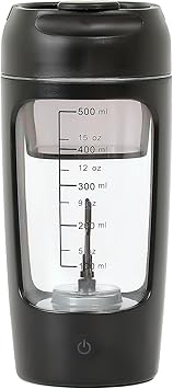 SHOOV Electric Protein Shaker Bottle | Built-in Protein Powder Storage - 22 oz, USB-Rechargeable, for Sports and Workouts, Automatic Mixer Bottle for Protein Shakes, Easy to Use, Easy to Clean Black