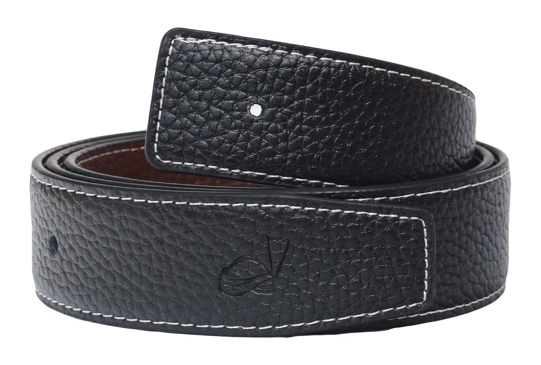 QHA Mens Designer Belts Reversible Replacement Belt 38mm Without Buckle-Black/Brown-30-34"