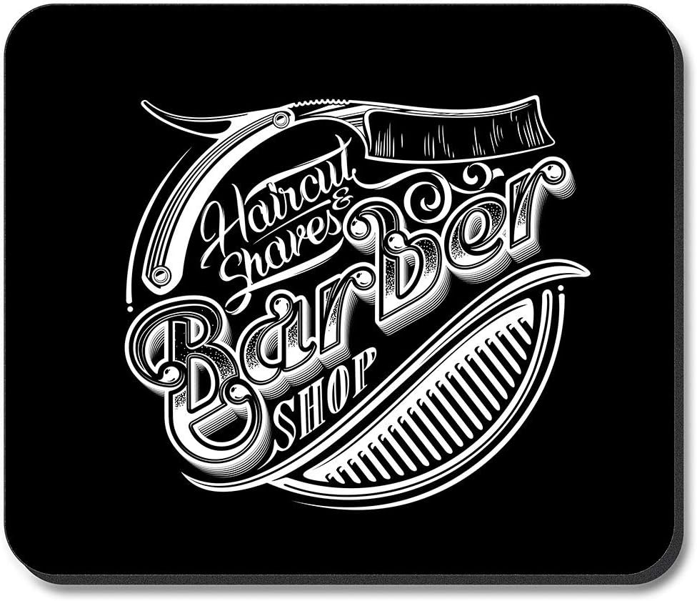 Art Plates Thick Mouse Pad - Barber Shop Black & White