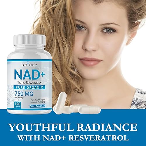 Miniatura 5 de Suplemento NAD+ de 750 mg con resveratrol de ribósido de nicotinamida, 120 cápsulas, apoyo celular orgánico NAD+ para mujeres, impulso de energía,