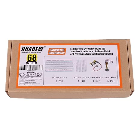 Breadboard Kit with Power Supply Module, Jumper Wires,Battery Clip,830 & 400 tie-Points Breadboard