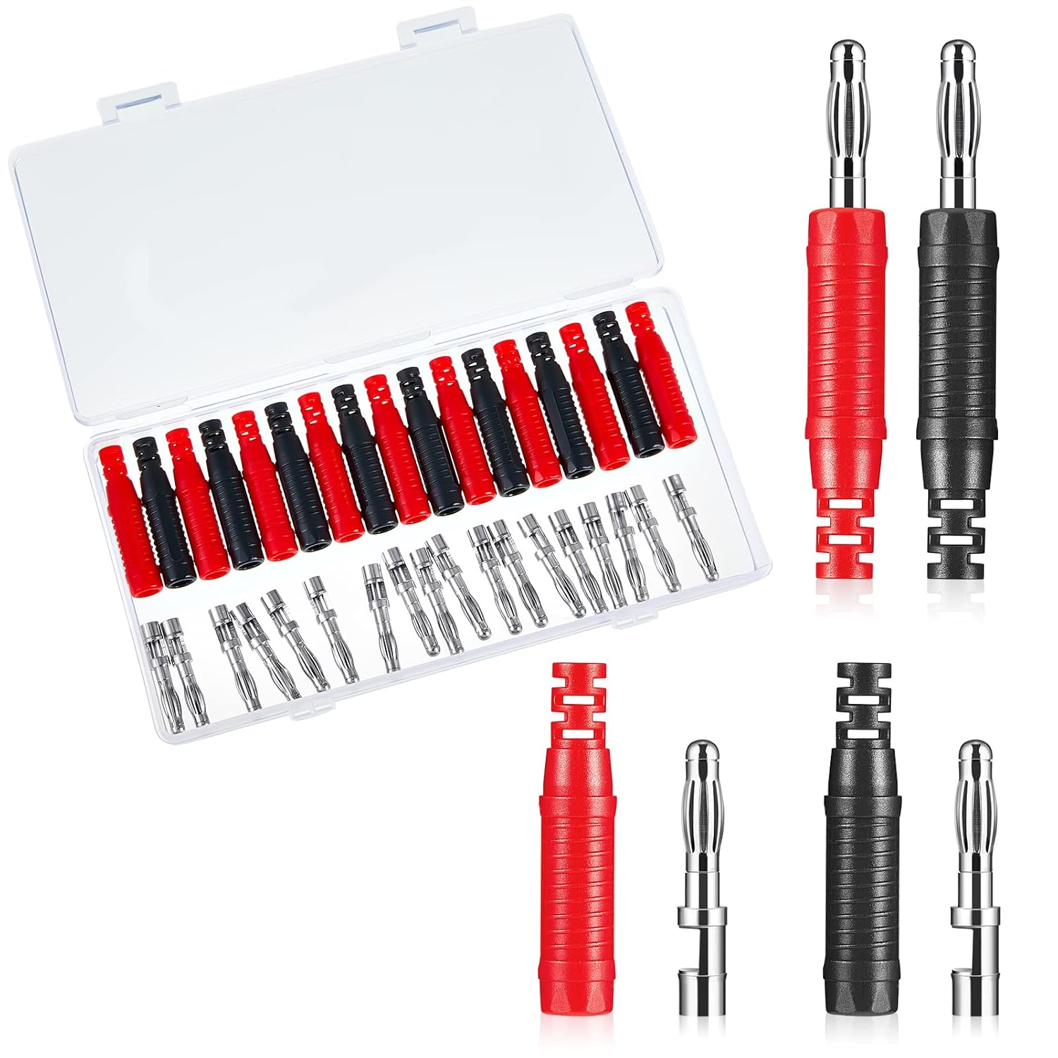 20 Pack 4 MM Banana Plugs Solder DIY Banana Plug Insulated Safety Shrouded Banana Plug Solder