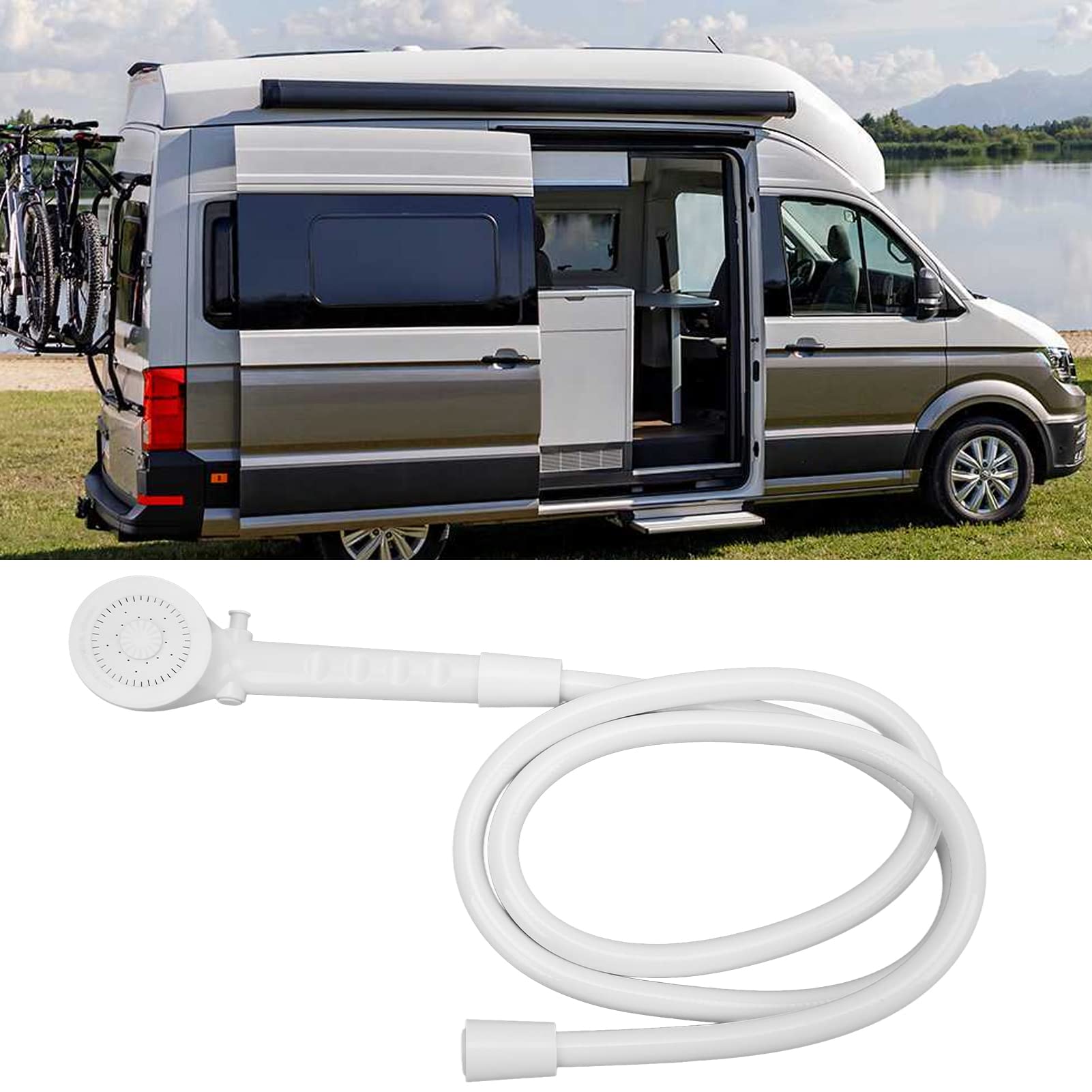 Regadera para caravanas, cabezal de ducha de mano con kit de manguera de 4.9 pies, flujo de 2.5 a 5 GPM portátil para autocaravana, caravana, barco marino
